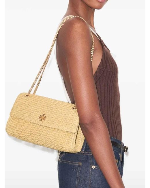 Tory Burch Natural Kira Turnlock Raffia Bag