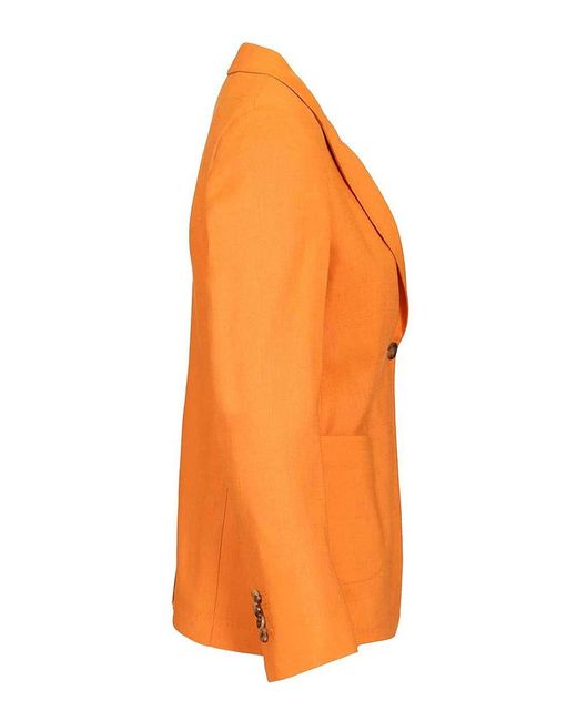Sartoria Latorre Orange Single-Breasted Linen Blend Blazer