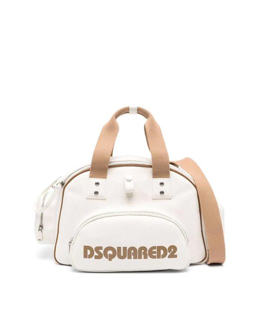 DSquared² Natural Logo-print Leather Duffle Bag for men