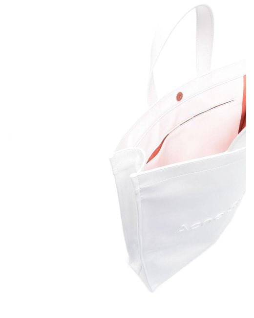 Acne White Logo Tote Bag for men