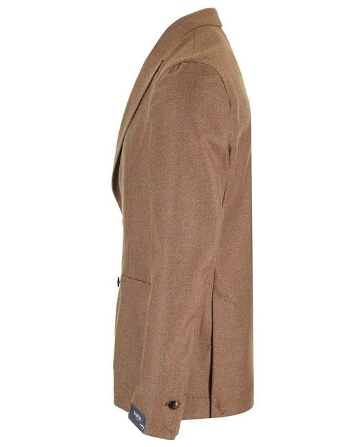 Barba Napoli Brown Easy Double Breasted Jacket for men