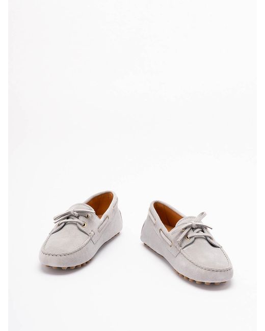 Tod's White Boat Gommino Loafers