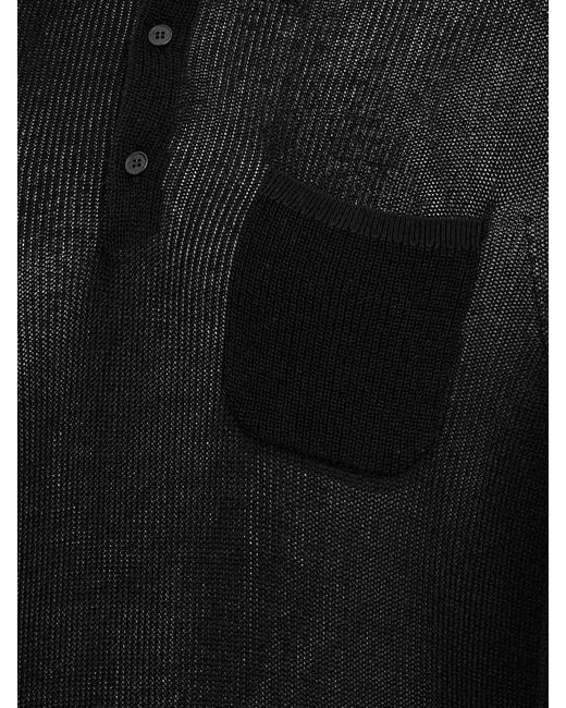 Ballantyne Black Cotton Knit Polo Shirt for men