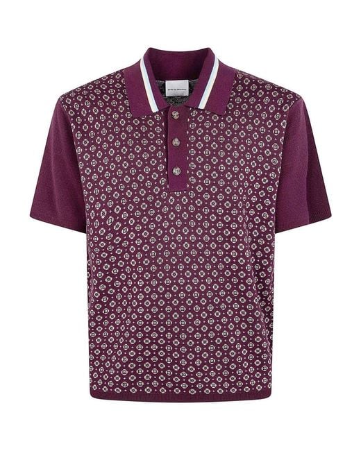 Drole de Monsieur Purple Jacquard Cravate Polo Shirt for men
