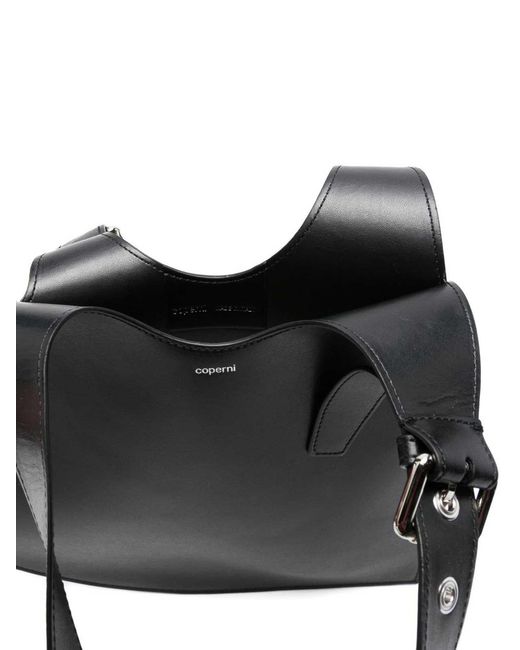 Coperni Black Leather Heart-Shaped Shoulder Bag