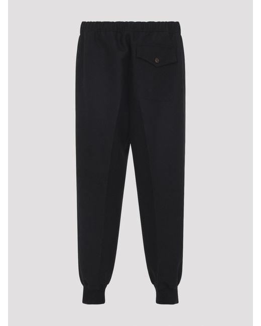Lanvin Black Virgin Wool Track Pants for men
