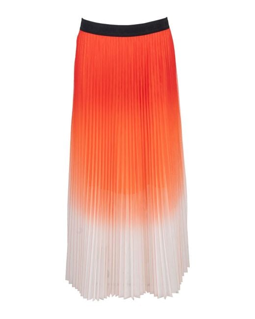 Karl Lagerfeld Orange Pleated Mesh Ombre Skirt