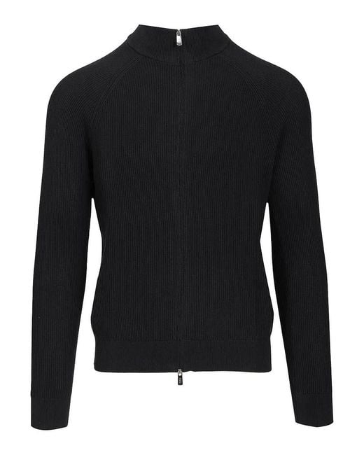 Fedeli Black Cotton Cardigan for men