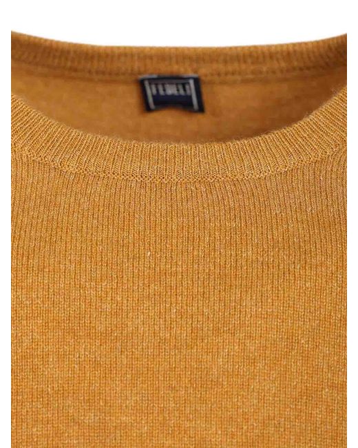 Fedeli Brown Crew Neck Sweater for men