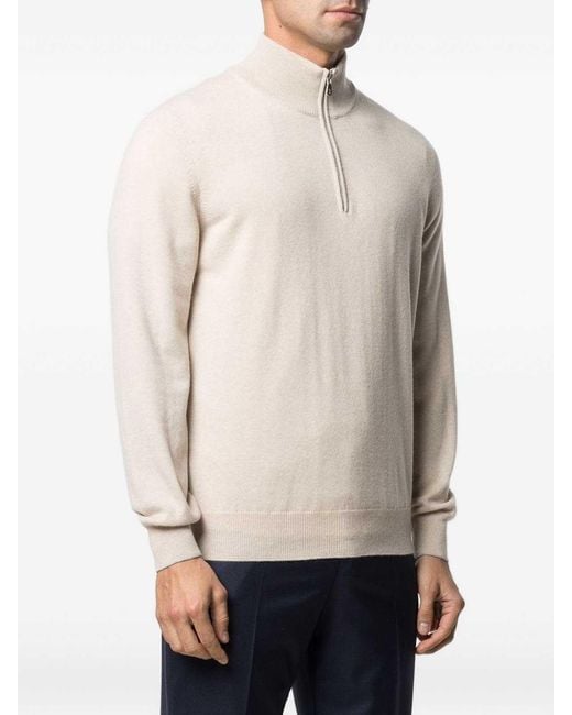 Brunello Cucinelli White Zip Sweater for men