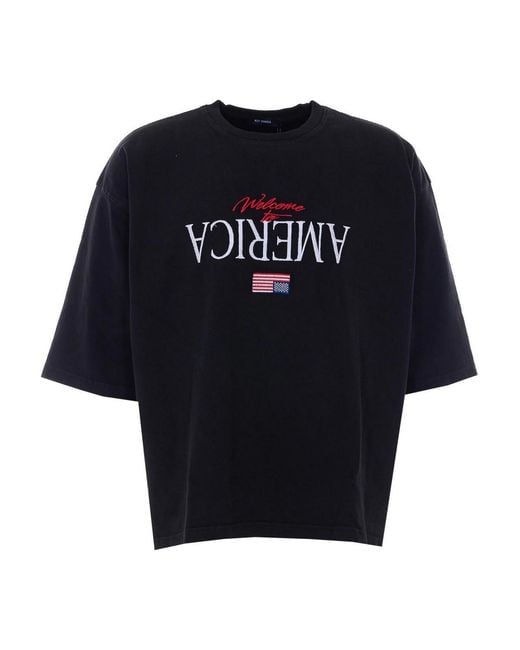 Willy Chavarria Blue Welcome To America T-Shirt for men