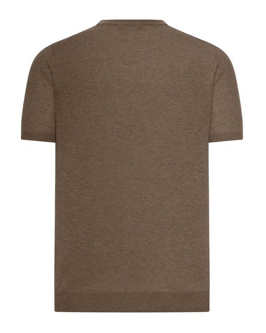 Nome Brown Crew Neck Cotton Knitted T-Shirt for men