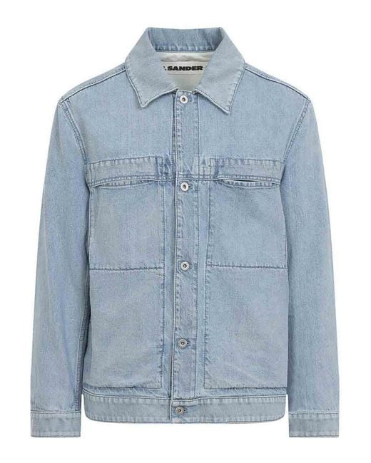 Jil Sander Blue Cotton Jacket for men