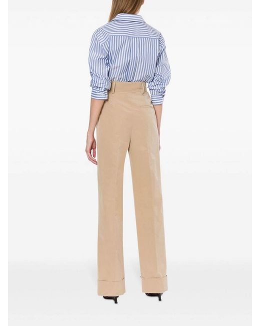 Philosophy Di Lorenzo Serafini Natural High-Waisted Tailored Trousers With Wide Legs