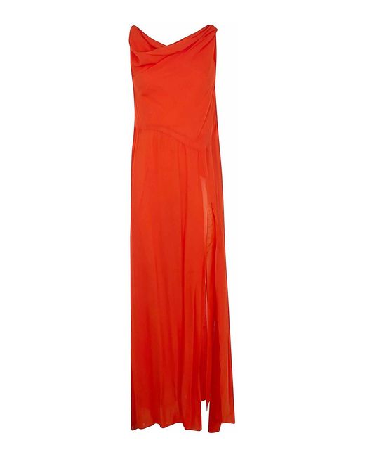 Blumarine Red Georgette Long Dress
