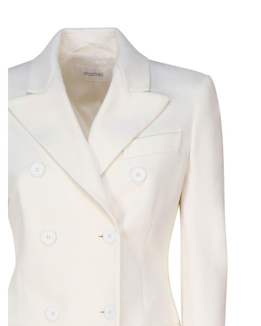 Sportmax White Double-breasted Jersey Blazer