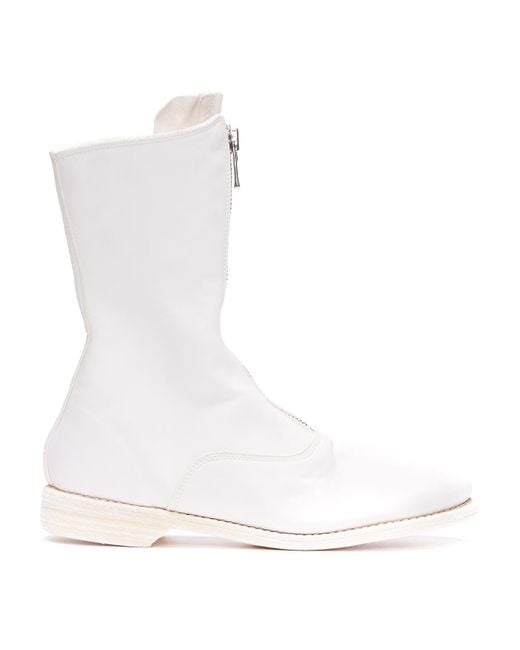 Guidi White Frontal Zip Army Booties