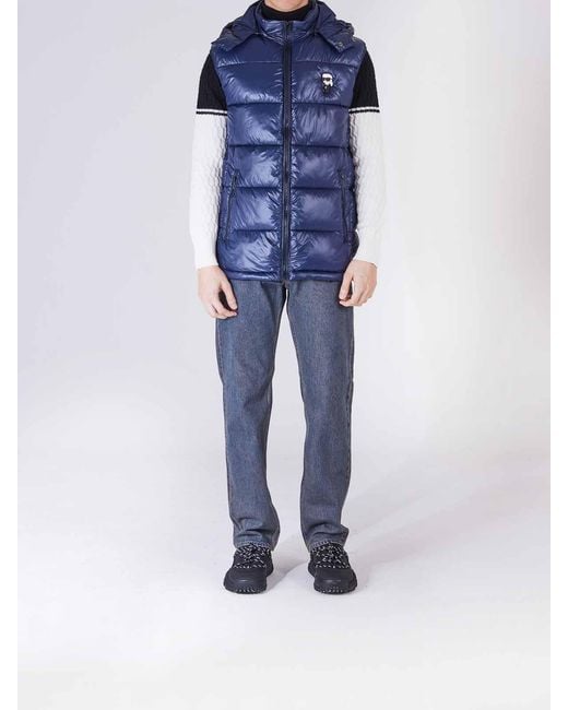 Karl Lagerfeld Blue Karl Lightweight Sleeveless Down Jacket for men