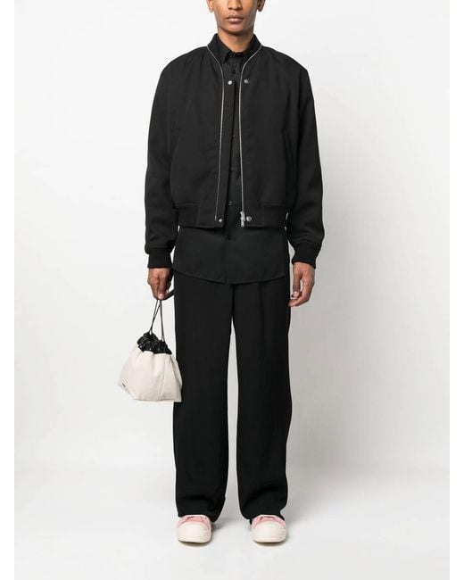 Jil Sander Black Zip Bomber Jacket for men