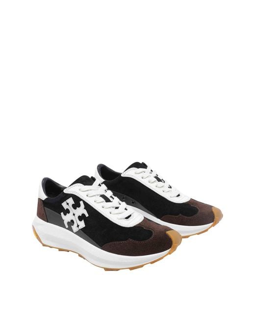 Tory Burch Black Logo Patch Lace-Up Sneakers