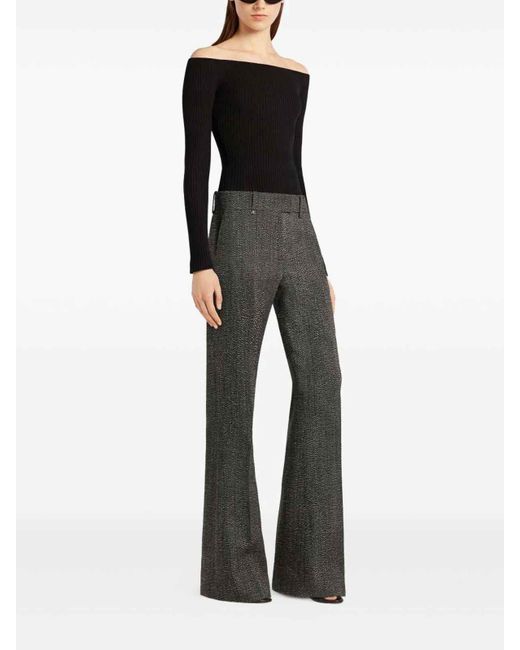 Courreges Black Bardot Neck Top With Logo