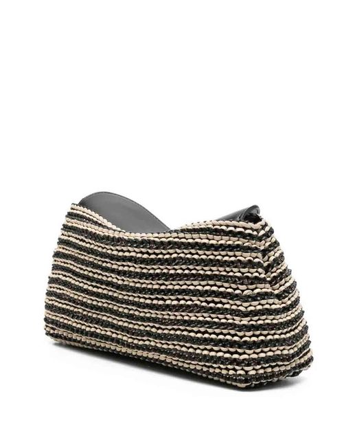 Totême Black T-Lock Leather Clutch Bag