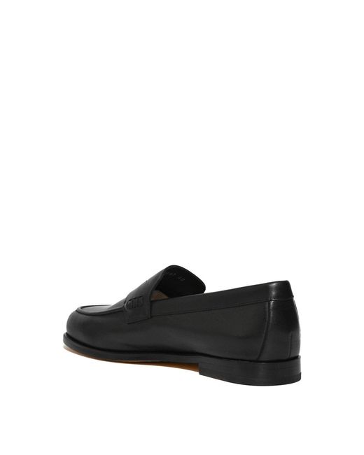 Doucal's Black Leather Penny Moccasin for men