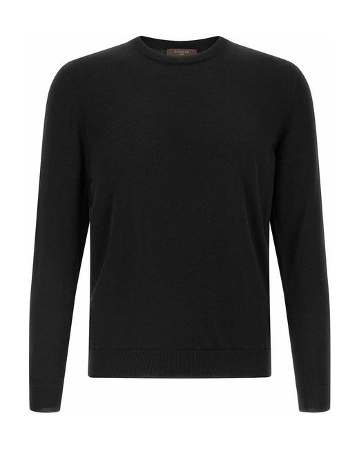 Zanone Black Cotton Sweater for men