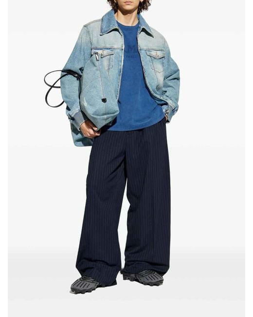 Balmain Blue Loose Ss T-Shirt for men
