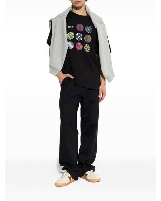 Dries Van Noten Black T-Shirt With Printed Logo for men