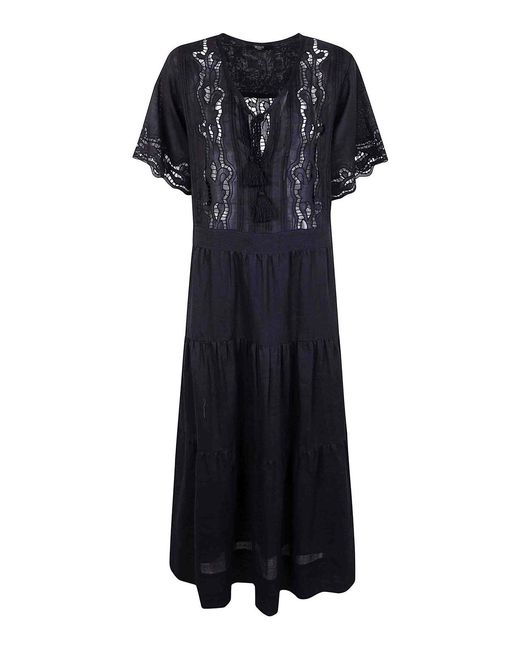 Seventy Black Ramie Embroidered Dress