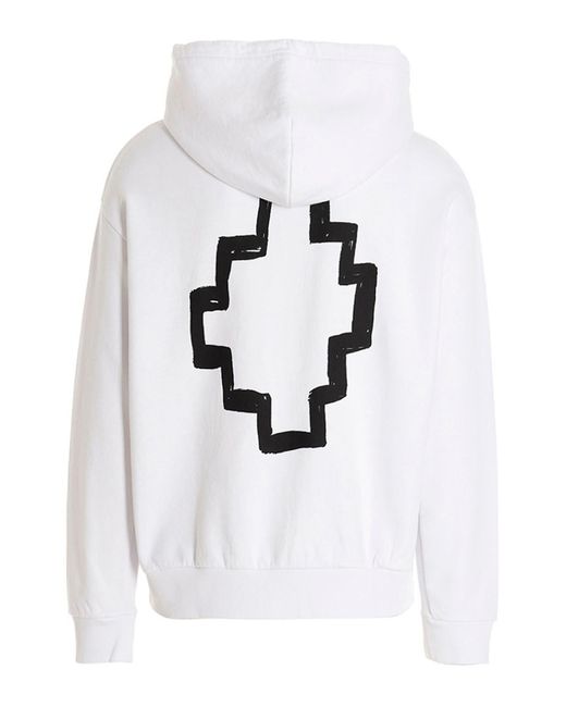 Marcelo Burlon White Tempera Cross Hoodie With Pouch Pocket for men