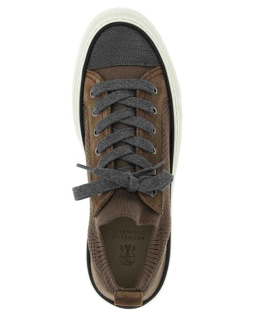 Brunello Cucinelli Brown Monile Knit Sneakers