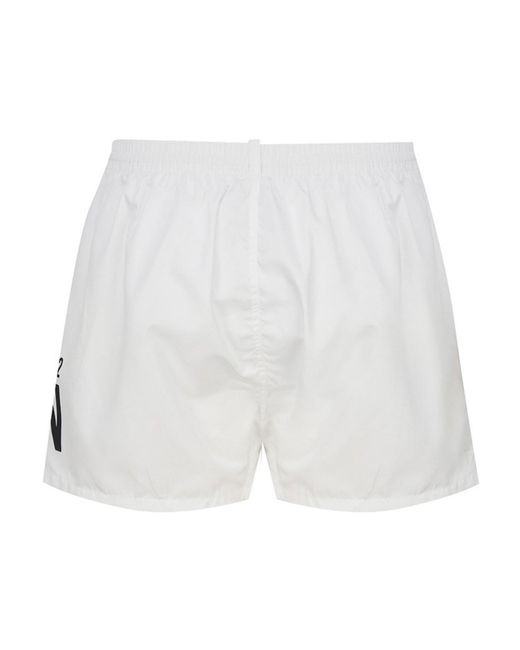 DSquared² White Icon Swimsuit In Nylon for men