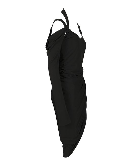 The Attico Black Crepe Midi Dress