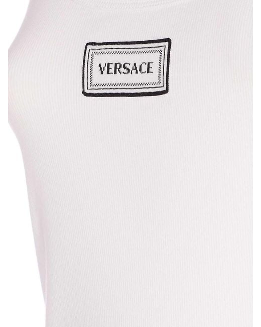 Versace White Ribbed Sleeveless Top