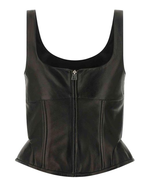 Ermanno Scervino Black Peplos Leather Top