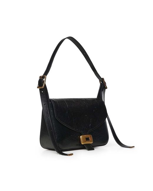 Balenciaga Black Medium Clicca Leather Shoulder Bag