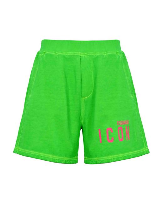 DSquared² Green Icon Cotton Shorts for men