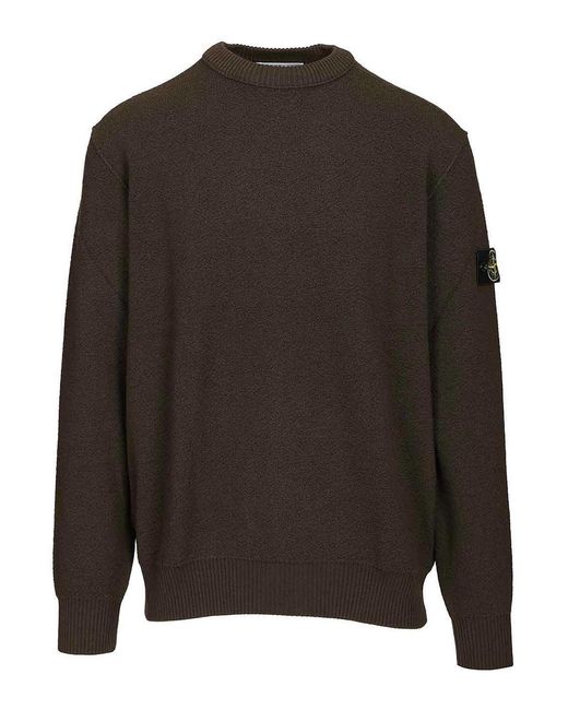 Stone Island Brown Crew Neck Sweater for men