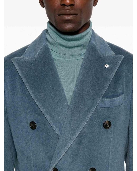 L.b.m. 1911 Blue Wool&Cashmere Coat for men