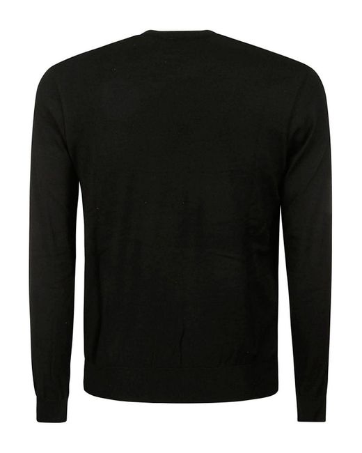 Paul & Shark Black Wool Stretch Crewneck With Embroidery for men