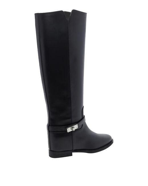 Via Roma 15 Black Via Roma Padlock Leather Boots