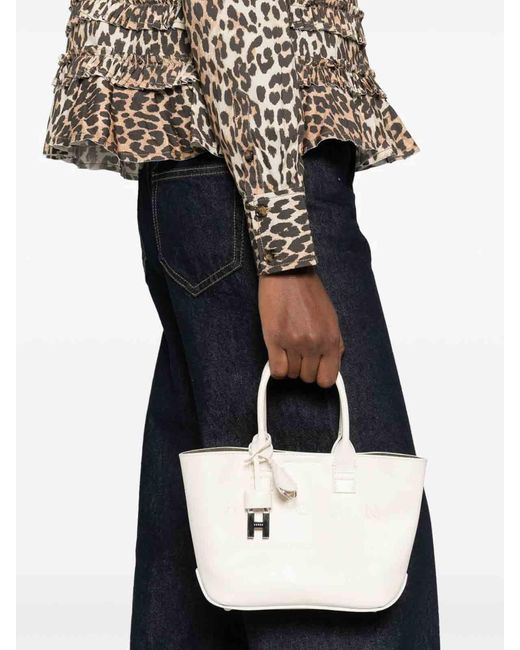Hogan White Mini Leather Tote Bag