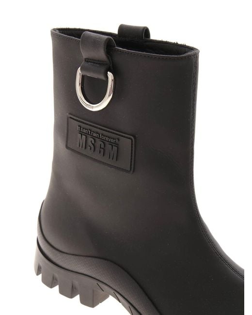 MSGM Black Rubberized Ankle Boots