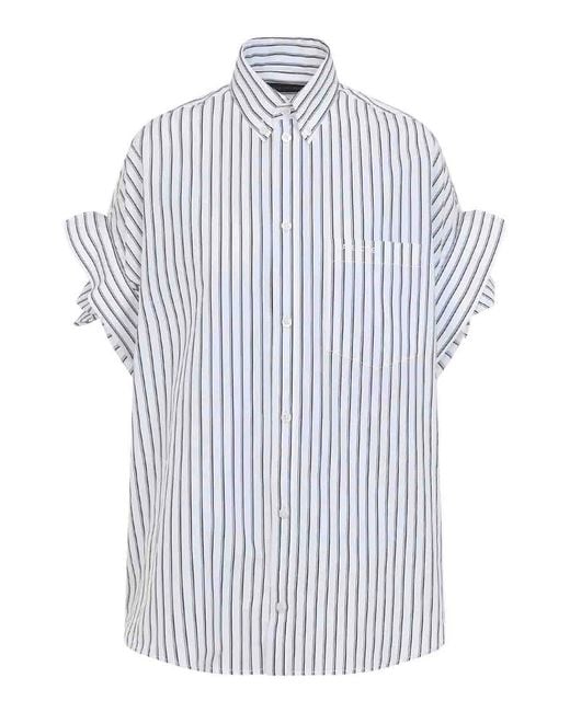 Balenciaga White Tucked Sleeve Shirt