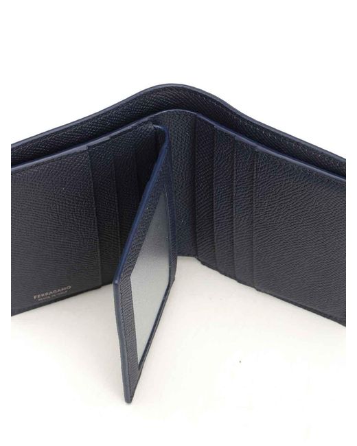 Ferragamo Blue Mini Gancini Wallet for men