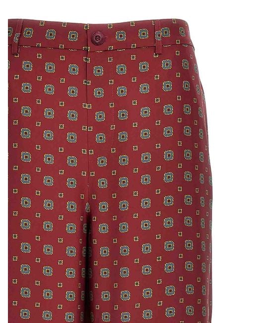 Moschino Red Silk Trousers With Relaxed Fit