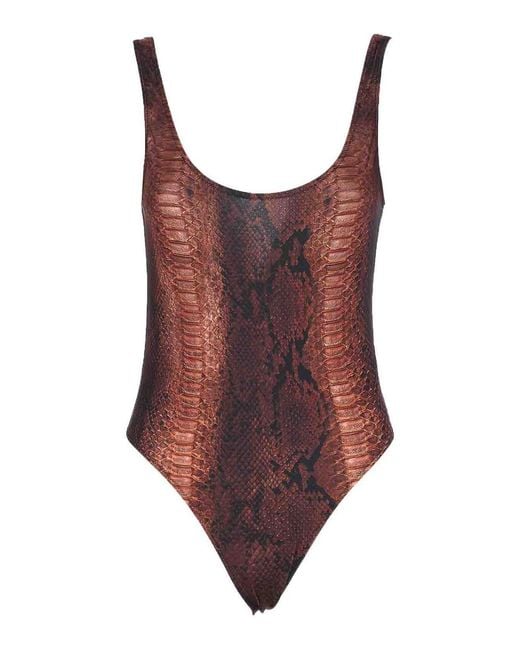 Jean Paul Gaultier Brown And Printed Swimsuit