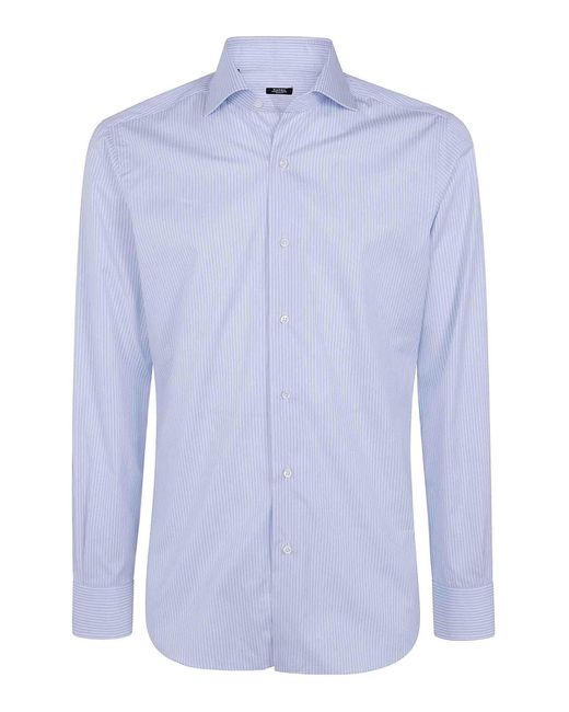 Barba Napoli Blue Classic Stripes Shirt for men